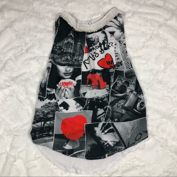 Mauve Love Graphic Beaded Neckline Sleeveless Blouse size M - Picture 3 of 12